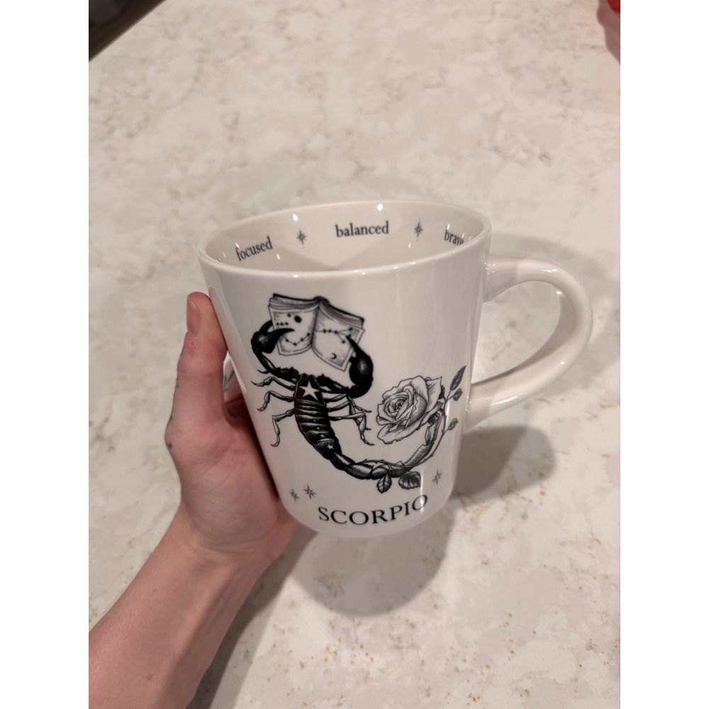 Williams Sonoma Rory Dobner Scorpio Coffee Mug White Black Zodiac Astrology